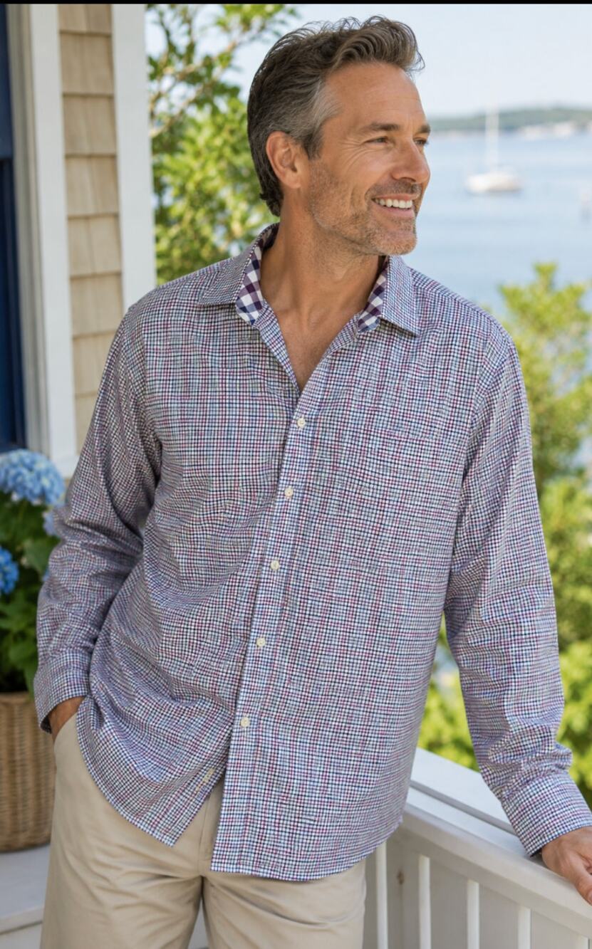 Thomas Dean Men’s Plaid Button Down Shirt XL Long Sleeve Multicolor Preppy